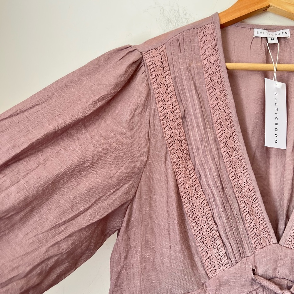 Baltic Born Amelia Boho Mini Dress Dusty Lavendar Gauzy Spring Romantic Chic - Picture 8 of 13